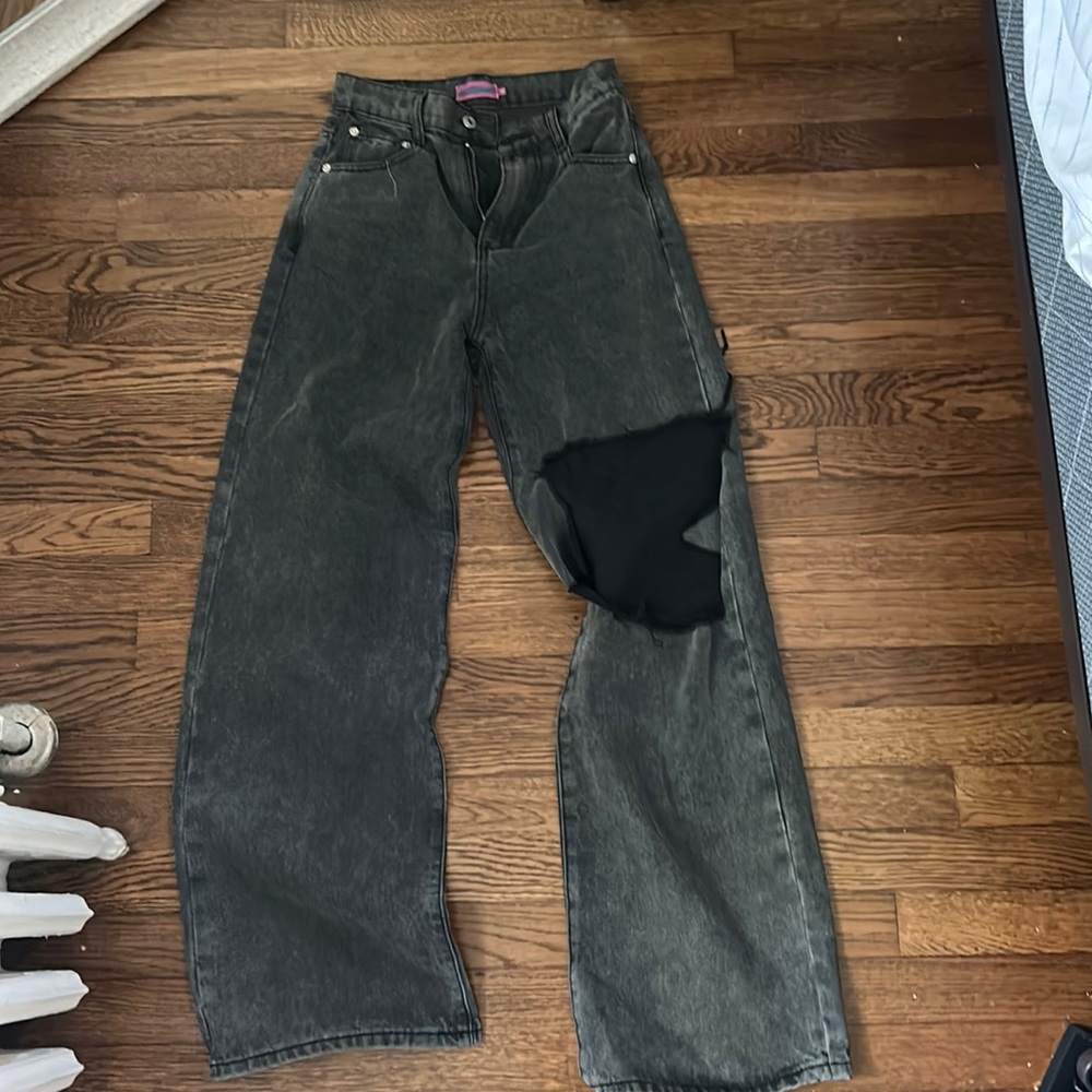 edikted “high key ripped wide jeans” WORN ONCE!
